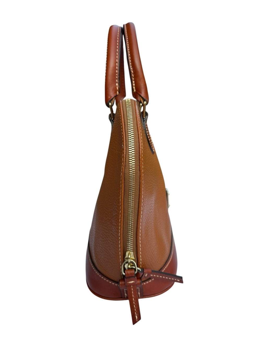 Dooney & Bourke Pebble Grain Leather Zip Zip Satchel Caramel Tan - Picture 4 of 12